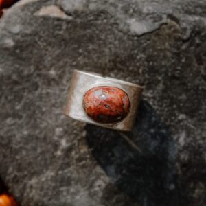 Rounded Australian Opal Silver Ring