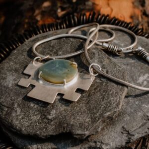 Silver Necklace With Agata Stone
